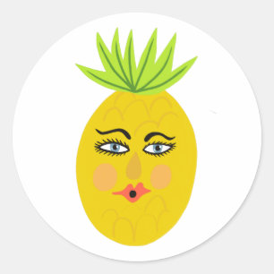 Sticker Rond Funny Ananas Whimsical