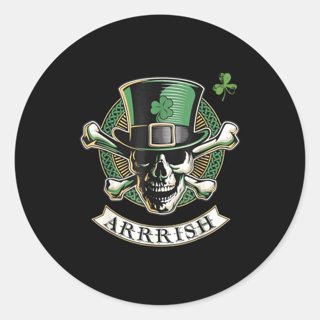 Sticker Rond Funny Arrish Irish Rate St Patricks Day Rate Men G (Devant)