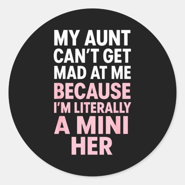 Sticker Rond Funny Aunt Niece Mini Her Matching Family Quote  (Devant)