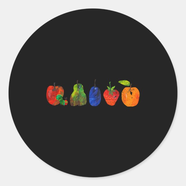 Sticker Rond Funny Back To School Cute Hungry Lover Fruits Teac (Devant)