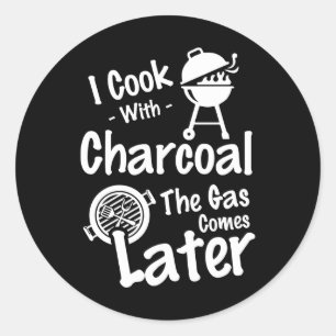 Sticker Rond Funny barbecue gaz mot art