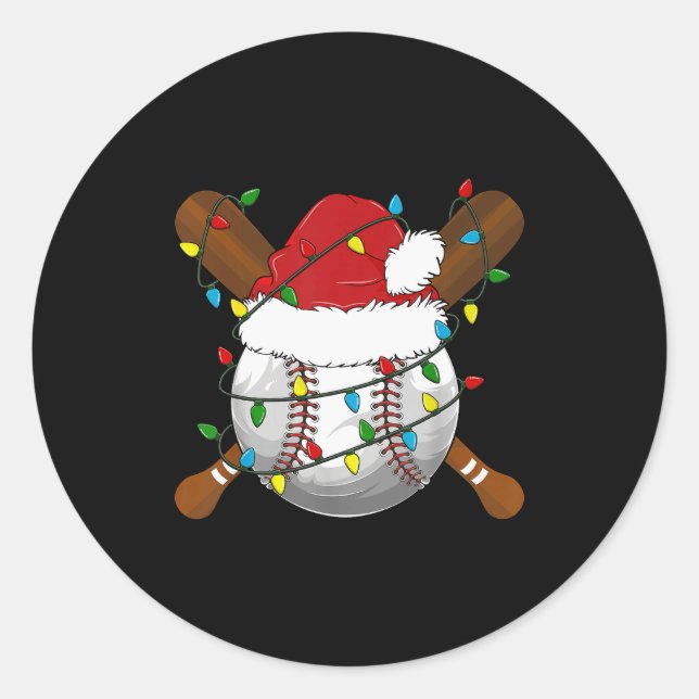 Sticker Rond Funny Baseball Christmas Matching Family Pajamas X (Devant)