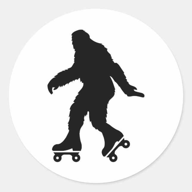 Sticker Rond Funny Bigfoot Roller Patinage (Devant)