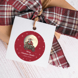 Sticker Rond Funny Biker de Père Noël cadeau de Noël pour enfan