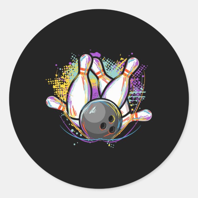 Sticker Rond Funny Bowling Team - Bowler Bowling (Devant)