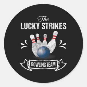 Sticker Rond Funny Bowling Team Lucky Strikes Bowling Team Tee