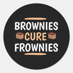 Sticker Rond Funny Brownies Cure Frownies Cupcake Amateurs
