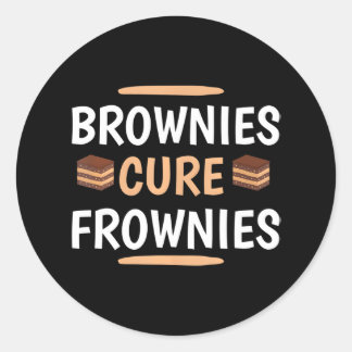 Sticker Rond Funny Brownies Cure Frownies Cupcake Amateurs