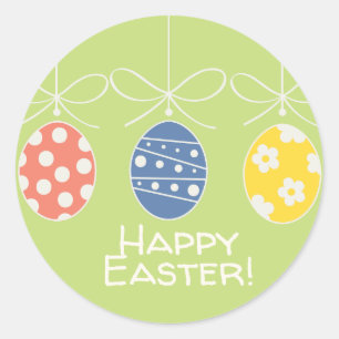 Sticker Rond FUNNY BUNNY Happy Eogs de Pâques Hunt Party