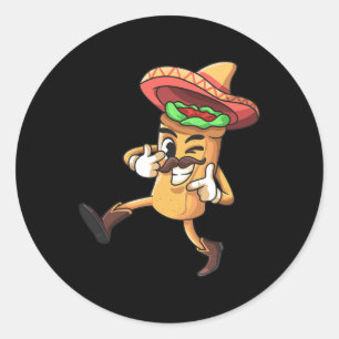 Sticker Rond Funny Burrito Mexicain Cinco De Mayo Costume Fiest