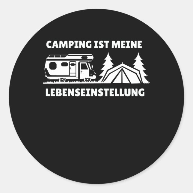Sticker Rond Funny Camper Motorhome - Camping Caravan (Devant)
