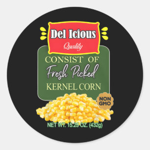 Sticker Rond Funny Canned Kernel Corn Halloween Matching Group