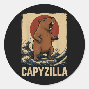 Sticker Rond Funny Capybara Garçons Filles Enfants Hommes Capyz