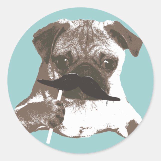 Sticker Rond Funny Carlin Moustache (Devant)