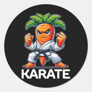 Sticker Rond Funny Carrot Martial Arts Fighter Black Belt Karat
