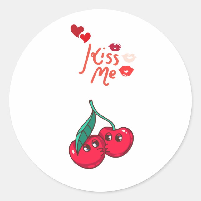 Sticker Rond Funny Cherries in Love" Let (Devant)