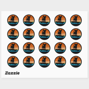 Sticker Rond Funny Chihuahua Chien équitation Skateboard