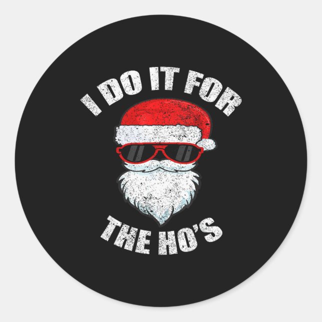 Sticker Rond Funny Christmas Adult Naughty Dirty Pajama, Ho Pj, (Devant)