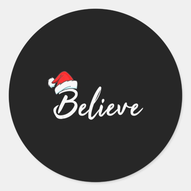 Sticker Rond Funny Christmas Believe Santa Pajama Outfit Men &a (Devant)