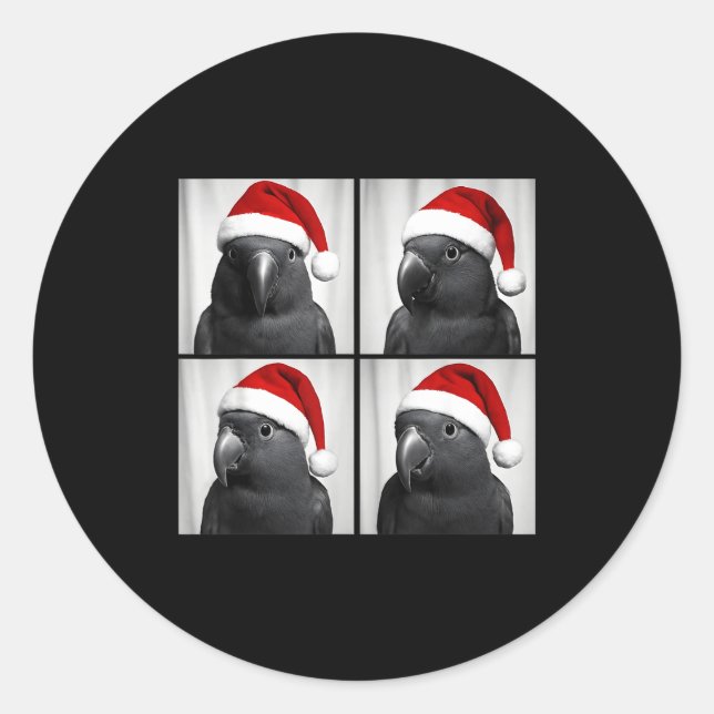 Sticker Rond Funny Christmas Eclectus Parrot Santa Photo Booth  (Devant)