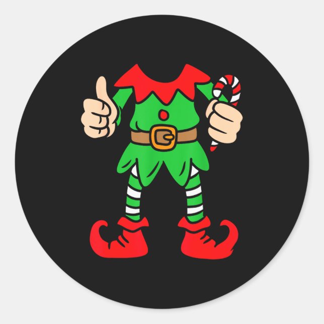 Sticker Rond Funny Christmas Elf Outfit Costume Xmas Family Adu (Devant)