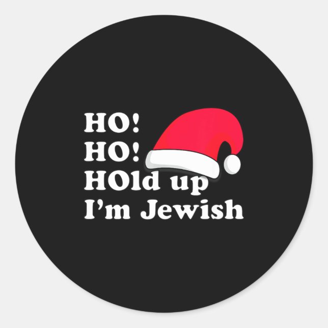 Sticker Rond Funny Christmas Hat Design For Irreverent Jewish P (Devant)