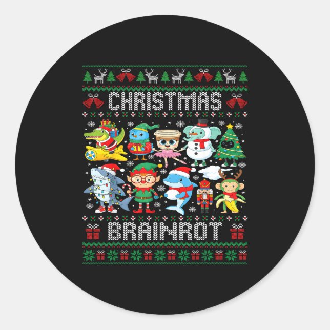 Sticker Rond Funny Christmas Italian Brain Rot Italian Brainrot (Devant)
