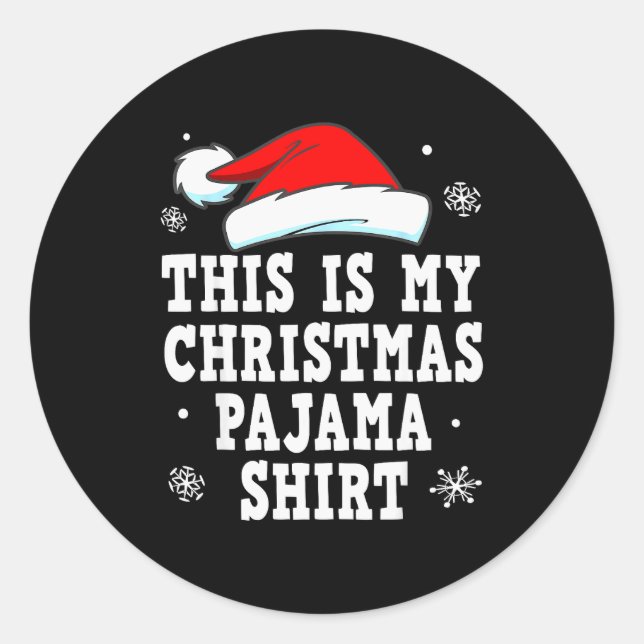 Sticker Rond Funny Christmas Pajama Pj Outfit Mens Womens  (Devant)