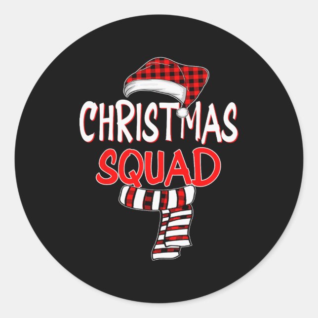 Sticker Rond Funny Christmas Santa Claus Red Plaid Shirt, Chris (Devant)