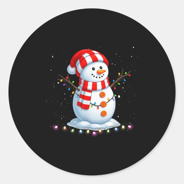 Sticker Rond Funny Christmas Snowman Tee Cute Santa Men Women K (Devant)