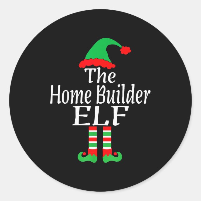 Sticker Rond Funny Christmas The Home Builder Elf Developer Arc (Devant)