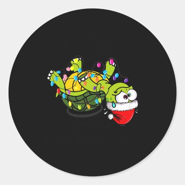 Sticker Rond Funny Christmas Turtle It's Fine I'm Fine Everythi (Devant)