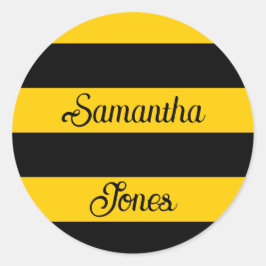 Sticker Rond Funny Classic Bumble Bee Stripes Motif rayé
