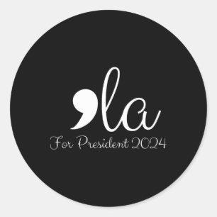 Sticker Rond Funny Comma La Harris Pour Président 2024