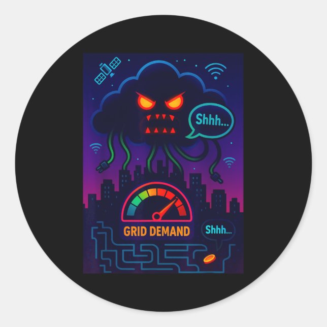 Sticker Rond Funny Crypto Energy Environmental Satire Gift  (Devant)