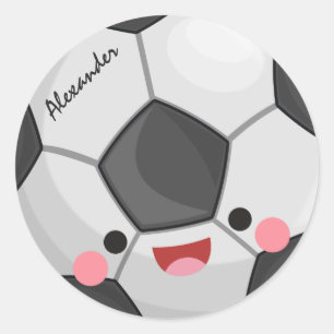 Sticker Rond Funny Cute Kawaii Soccer Ball Kids Personnalisé