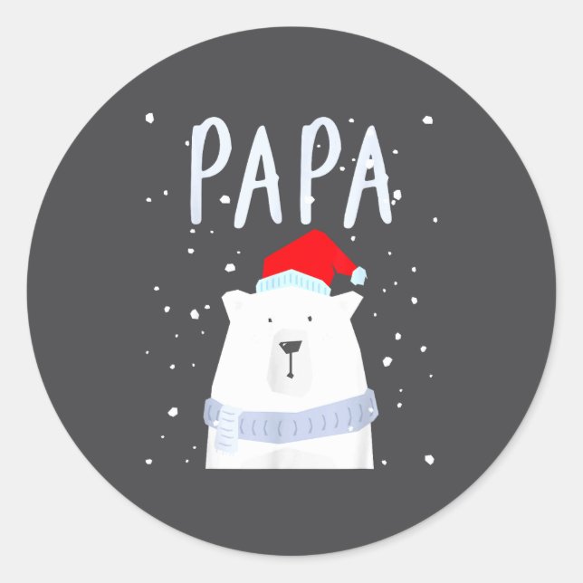 Sticker Rond Funny Dad Bear Christmas Saint Hat Couples Family  (Devant)
