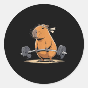 Sticker Rond Funny Deadlift Capybara Jote Fitness Capy Gym Love