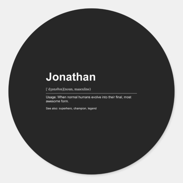 Sticker Rond Funny Definition Quote For The Name Jonathan _  (Devant)