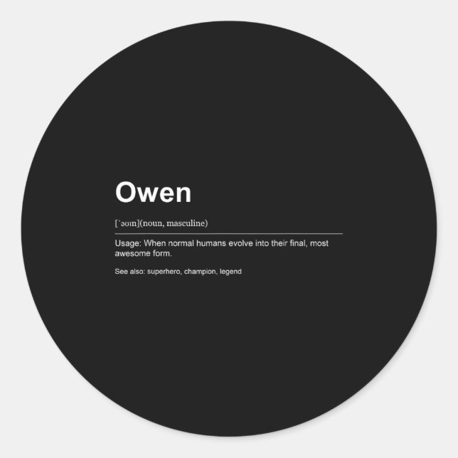 Sticker Rond Funny Definition Quote For The Name Owen _  (Devant)