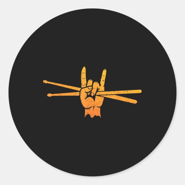 Sticker Rond Funny Drummer Art For Men Women Kids Drumming Love (Devant)