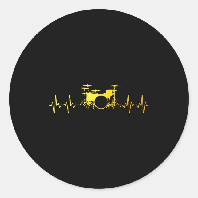 Sticker Rond Funny Drummer Art For Men Women Kids Drumming Love (Devant)