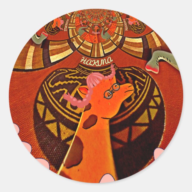 Sticker Rond Funny Elegant Giraffe Accessoré Style Africain (Devant)