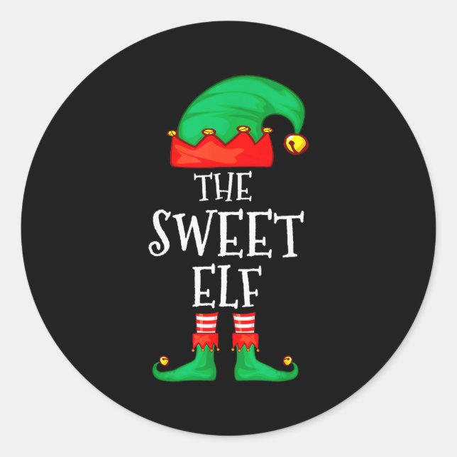 Sticker Rond Funny Elf Family Christmas The Sweet Elf Sweater M (Devant)