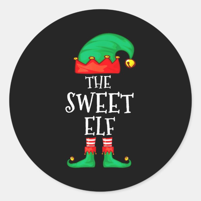 Sticker Rond Funny Elf Family Christmas The Sweet Elf Sweater M (Devant)