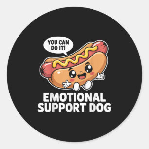 Sticker Rond Funny Emotional Support Hot Dogs Pun Motivational