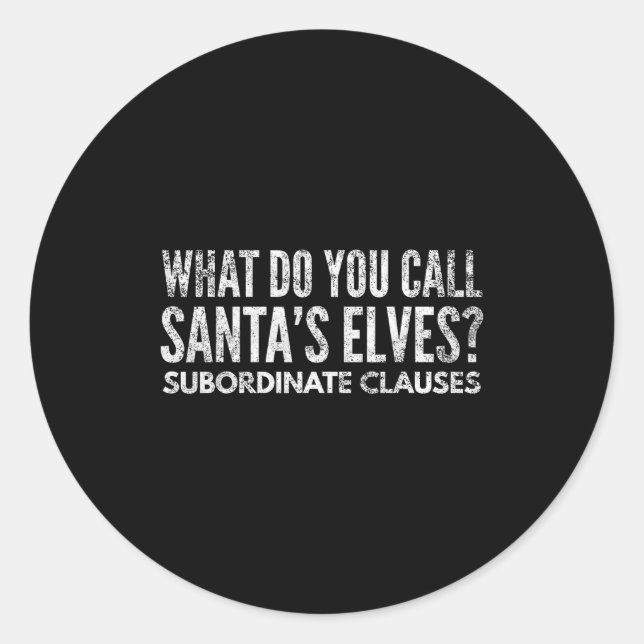 Sticker Rond Funny Englieacher About Grammar And Christmas  (Devant)