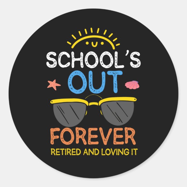 Sticker Rond Funny Enseignant préscolaire École de retraite Ret (Devant)