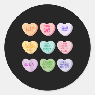 Sticker Rond Funny Enseignant Valentines Jour Conversation Coeu