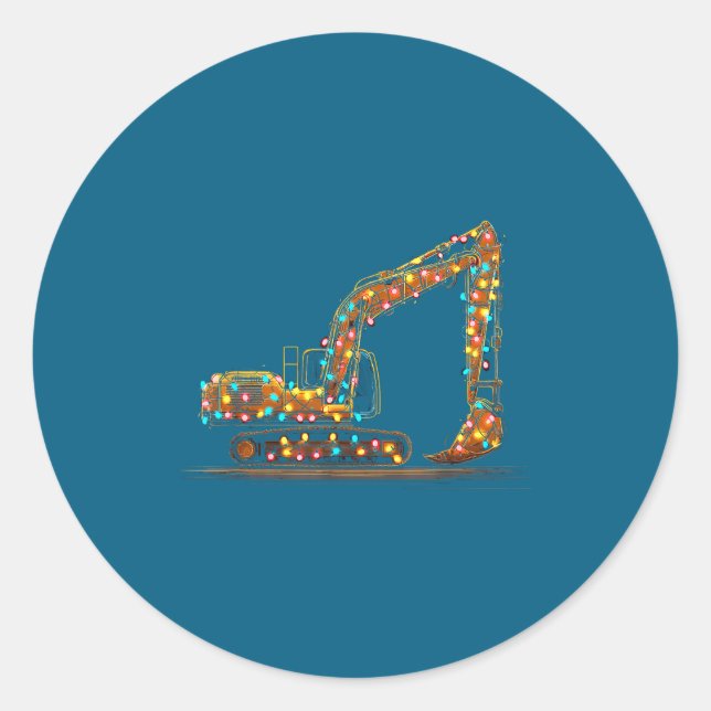 Sticker Rond Funny Excavator Christmas Graphics Lights Lover  (Devant)